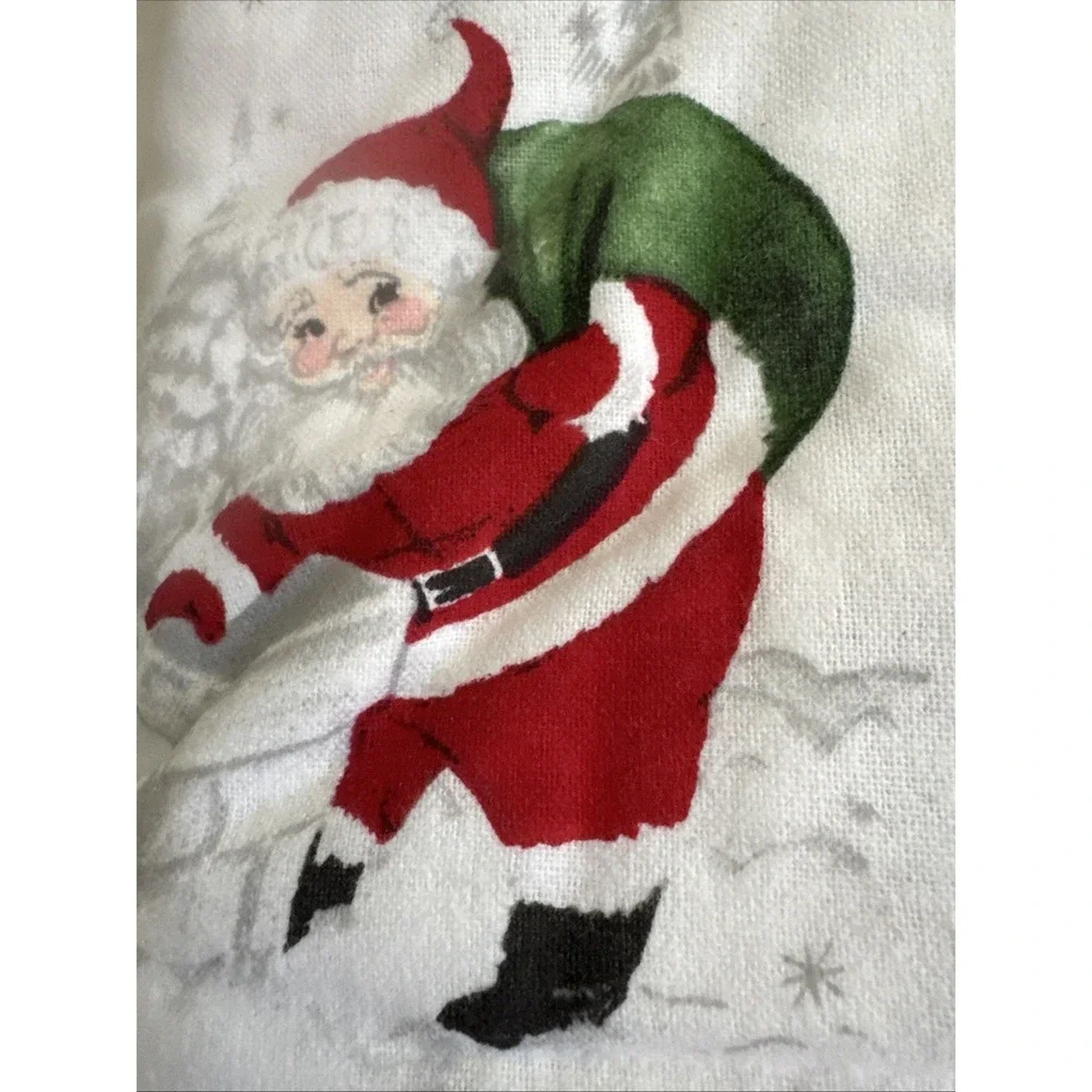 Pottery Barn Kids Christmas HERITAGE SANTA Organic Flannel Twin Duvet Cover